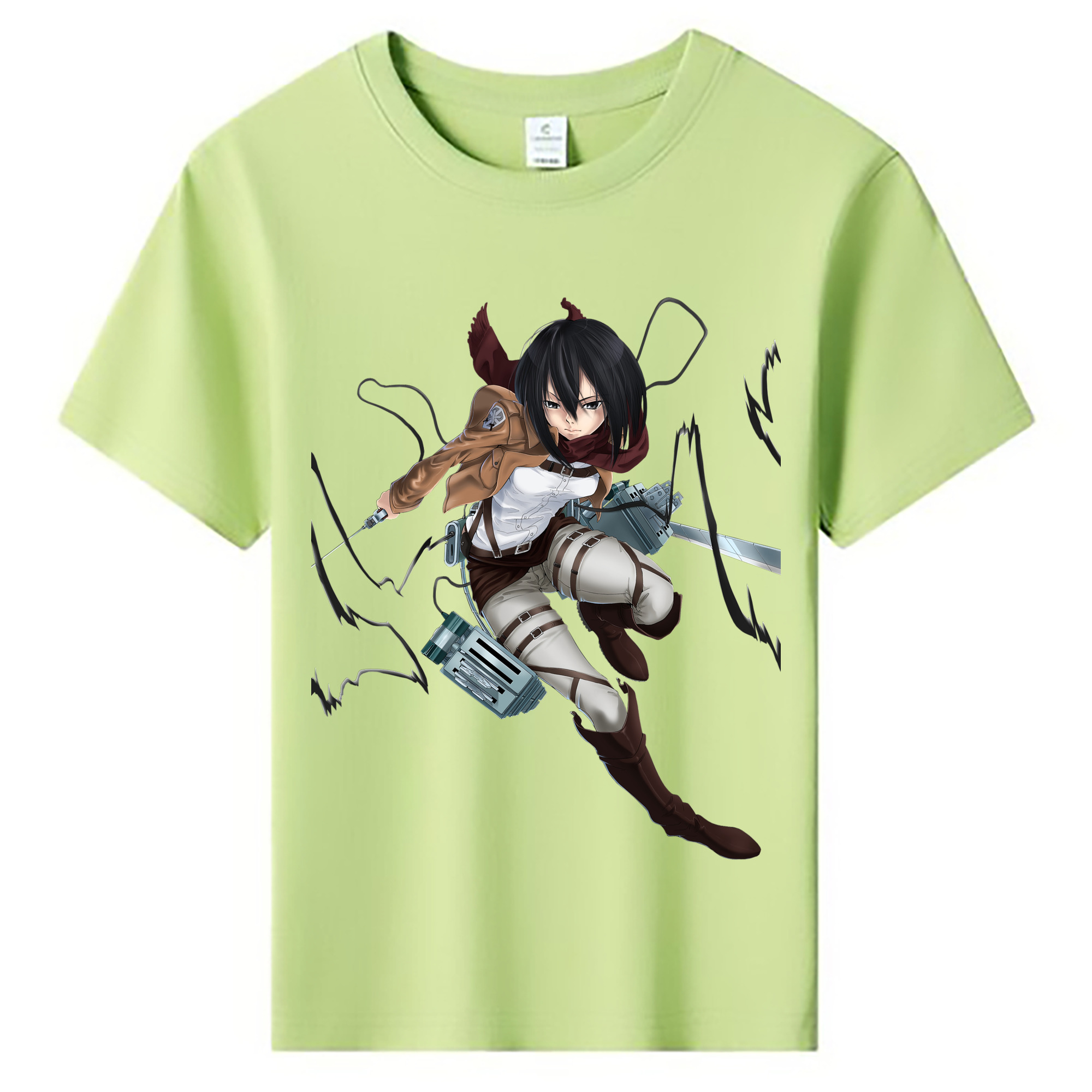 （画像用） 進撃の巨人 ミカサ·アッカーマン Attack on Titan Mikasa Ackerman 綿100％キッズTシャツ（フロントプリント）